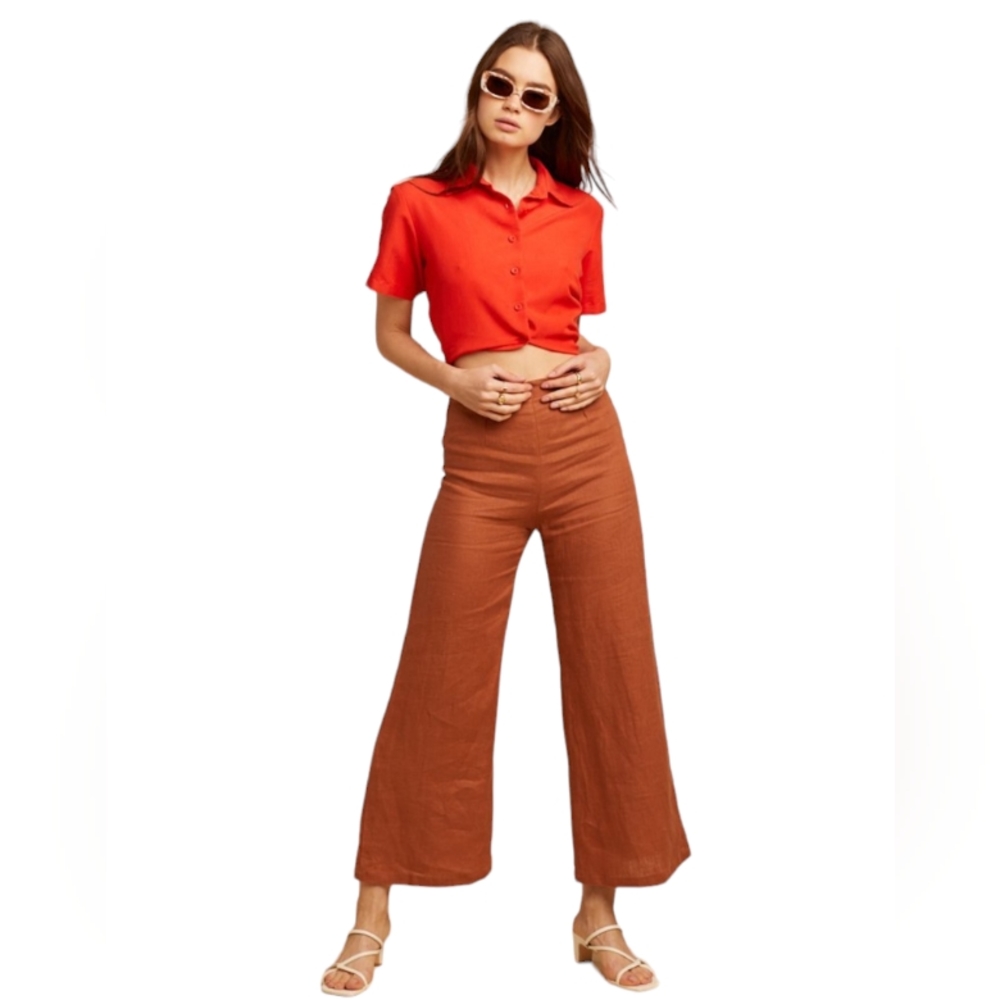 Faithful The Brand Women's Scelsi 100% Lien Pant In Mulberry Size XL NWT
